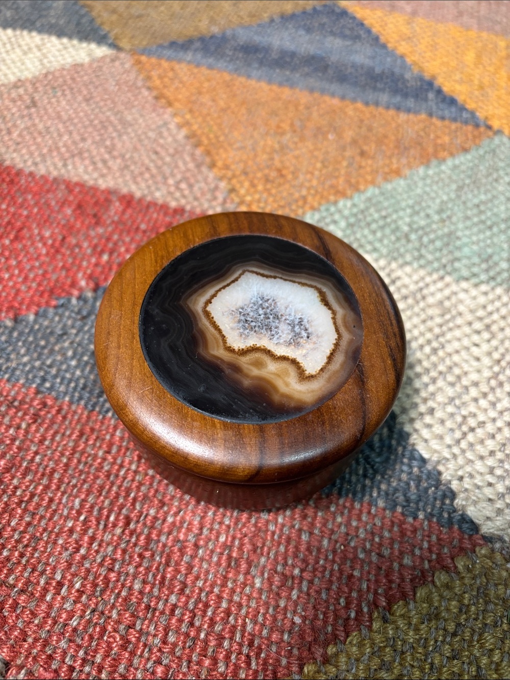 Woodstones Wood Jewelry Box with Agate Inlay Trinket Box